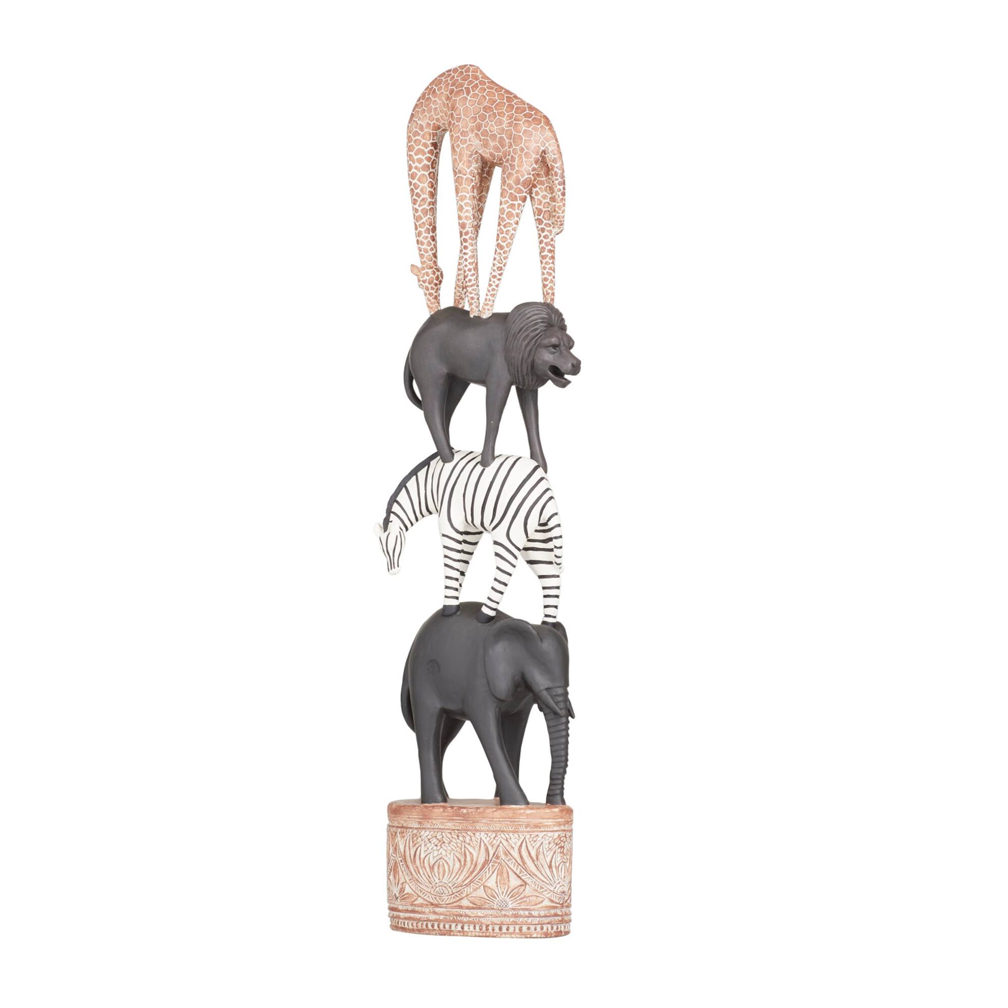 Multi Polystone Traditional Animals Sculpture 33" x 8" x 5"
